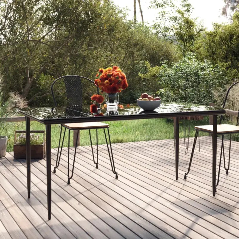 Minimalistische stalen en glazen tuintafel voor buitengebruik - 160 x 80 x 74 cm / 1 - Tuintafels