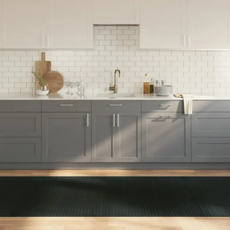 Modern bamboe vloerkleed in neutrale kleuren voor een natuurlijke uitstraling - Grijs / 100 x 400 cm - Vloerkleden
