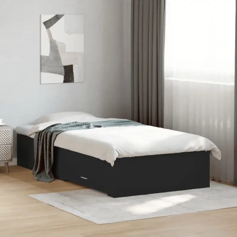 Modern bedframe met lades van bewerkt hout voor een eigentijdse slaapkamer - Zwart / 75 x 190 cm - Bedden & bedframes