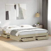 Modern bedframe met lades van bewerkt hout voor een eigentijdse slaapkamer - Bedden & bedframes
