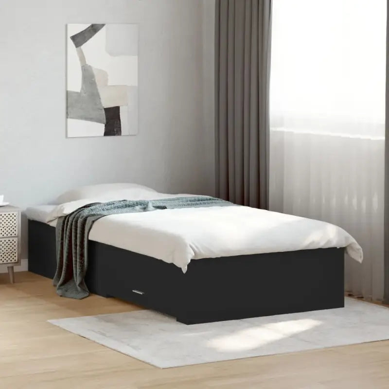 Modern bedframe met lades van bewerkt hout voor een eigentijdse slaapkamer - Zwart / 100 x 200 cm - Bedden & bedframes