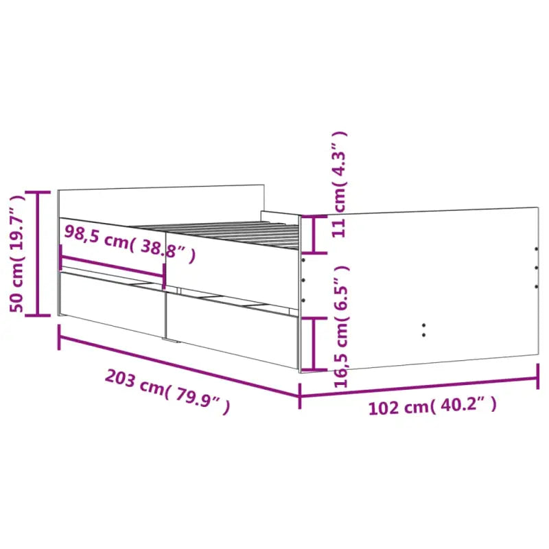 Modern bedframe met lades van bewerkt hout voor je slaapkamer - Bedden & bedframes
