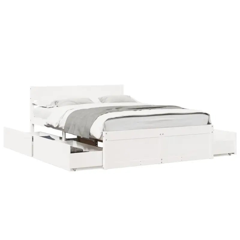 Modern bedframe met lades van massief grenenhout en multiplex lattenbodem - Bedden & bedframes