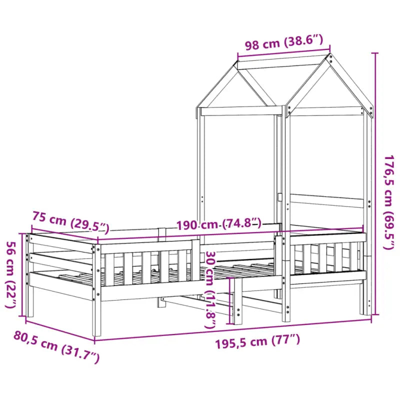 Modern bedframe met massief grenenhout en multiplex lattenbodem in wit materiaal - Bedden & bedframes