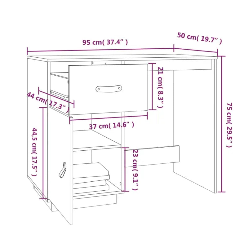 Modern bureau met massief grenenhout voor een elegante werkplek - Bureaus