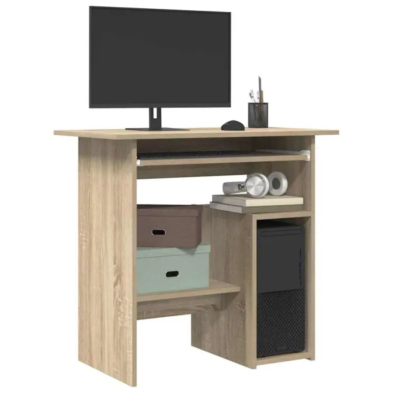 Modern bureau van bewerkt hout met hoogglans wit en makkelijk schoon te maken - Sonoma eiken - Bureaus