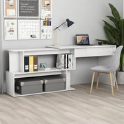 Modern bureaus van bewerkt hout met open vakken en hoogglans wit - Bureaus