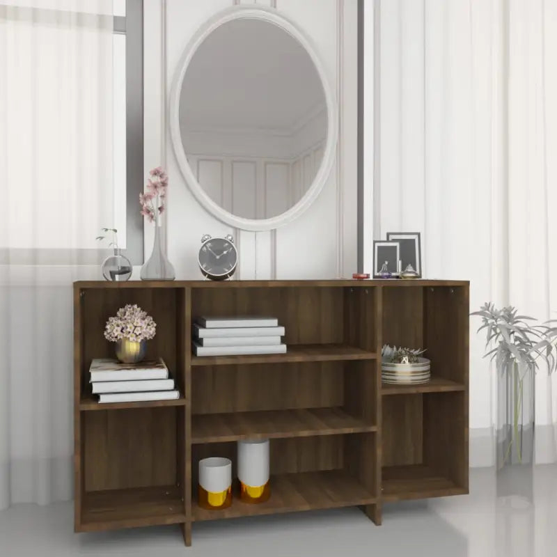 Modern dressoir met bewerkt hout en schappen voor interieurbijwerking - bruin eikenkleur / 1 - Dressoirs & buffetkasten