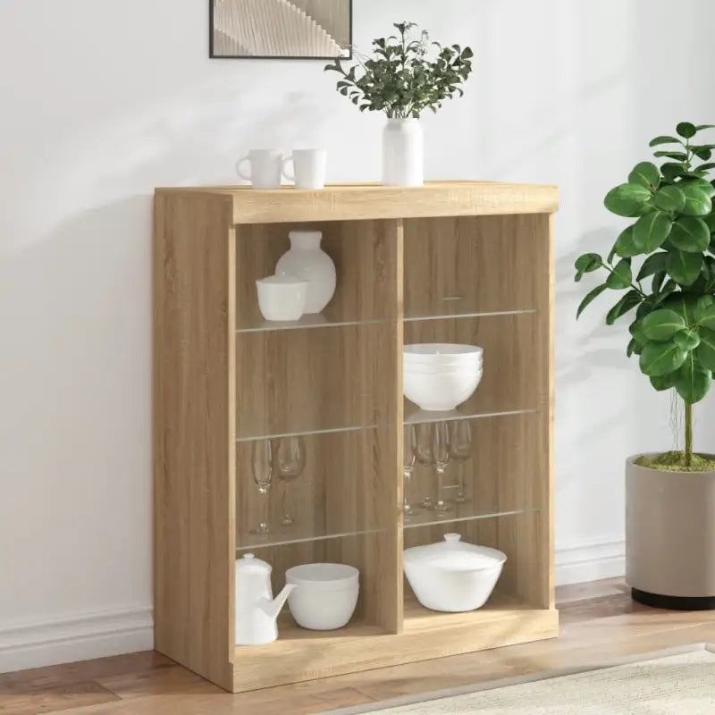 Modern dressoir met LED-verlichting en duurzaam bewerkt hout - Sonoma eiken / 1 - Dressoirs & buffetkasten