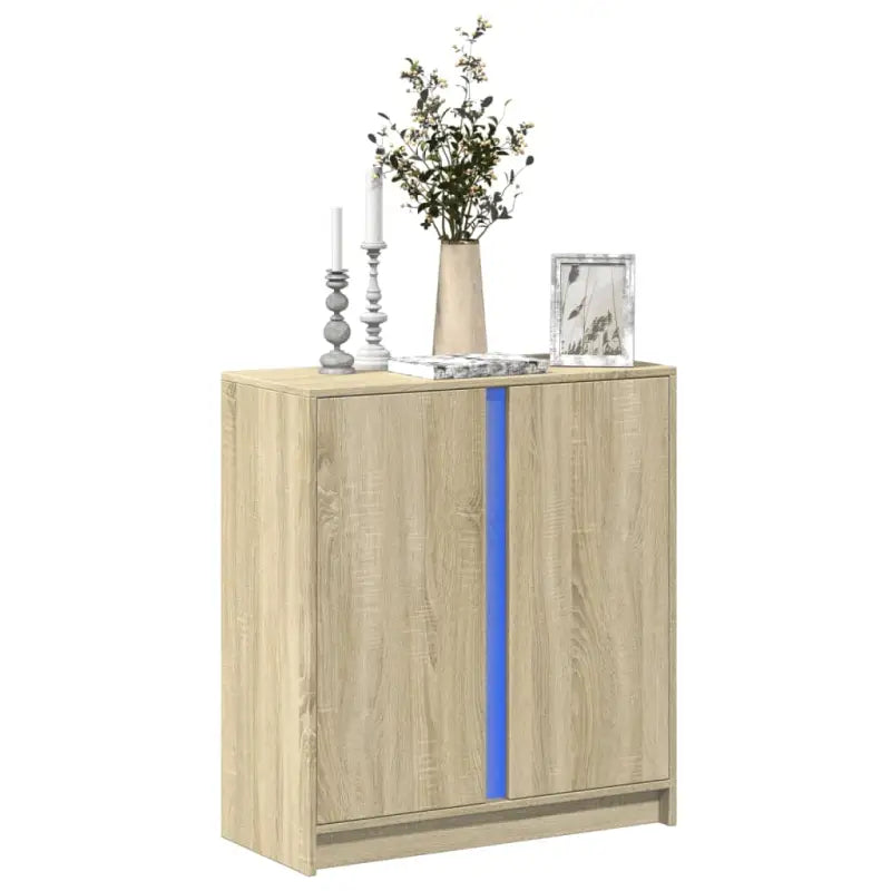 Modern dressoir met rgb led-verlichting en bewerkt hout for een stijlvol interieur - Sonoma eiken / 1 - Dressoirs &