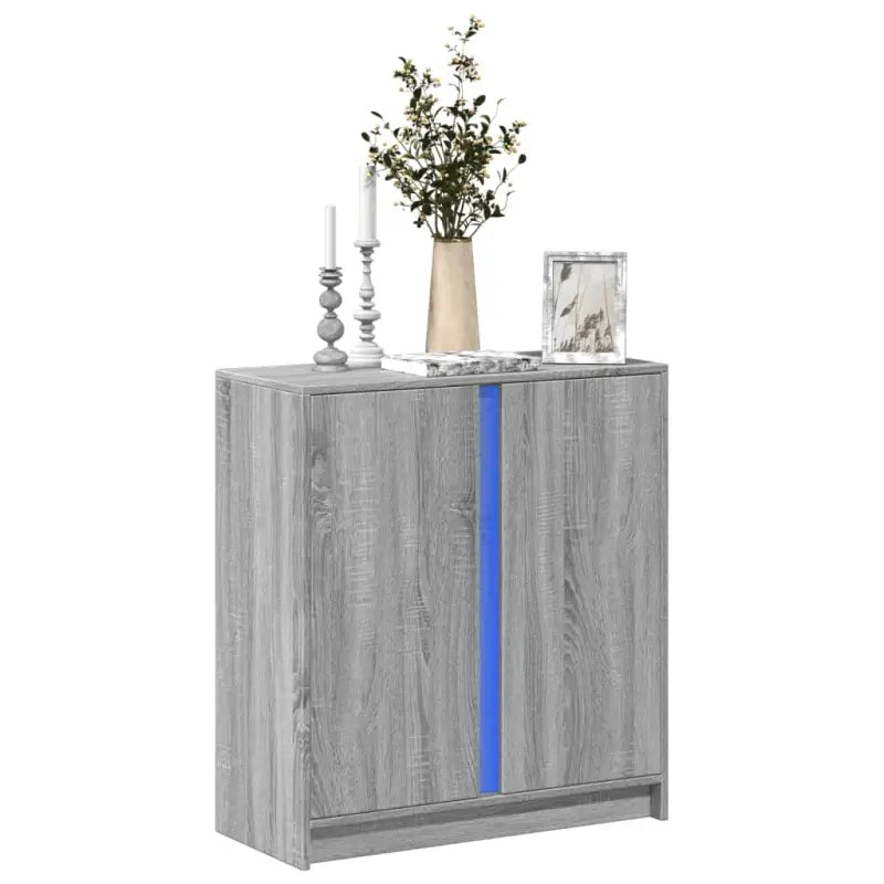 Modern dressoir met rgb led-verlichting en bewerkt hout for een stijlvol interieur - Grijs sonoma / 1 - Dressoirs &