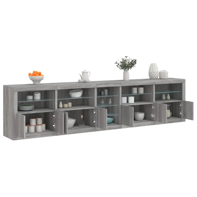 Modern dressoir met RGB LED-verlichting en duurzaam bewerkt hout - Grijs sonoma / 1 - Dressoirs & buffetkasten