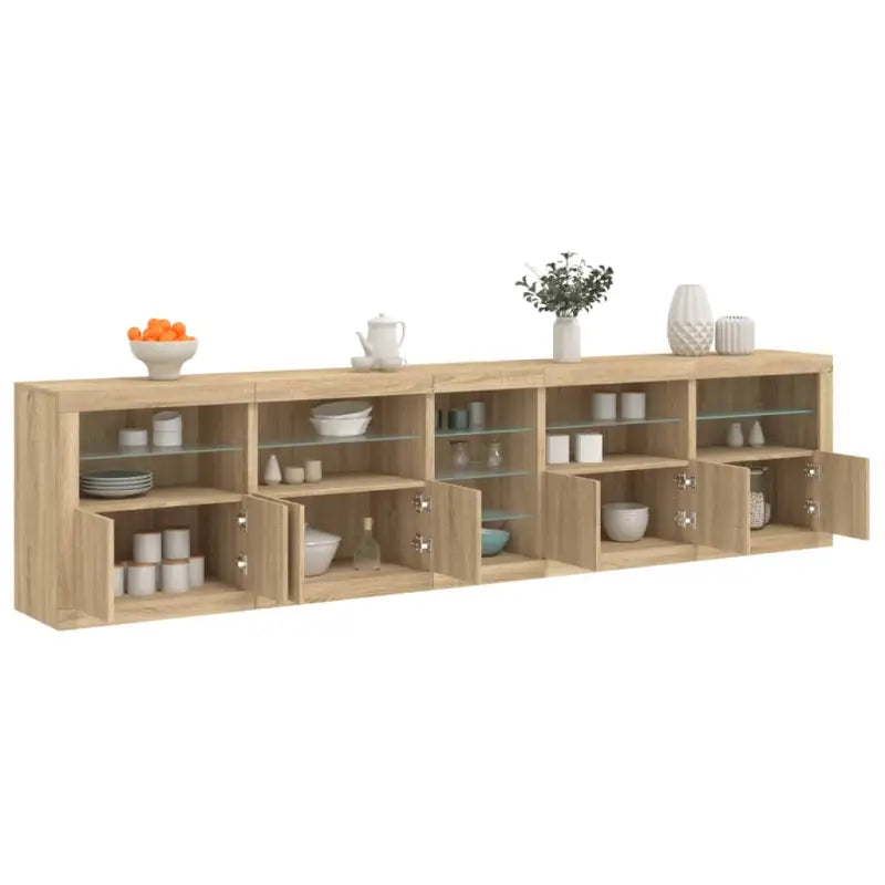 Modern dressoir met RGB LED-verlichting en duurzaam bewerkt hout - Sonoma eiken / 1 - Dressoirs & buffetkasten