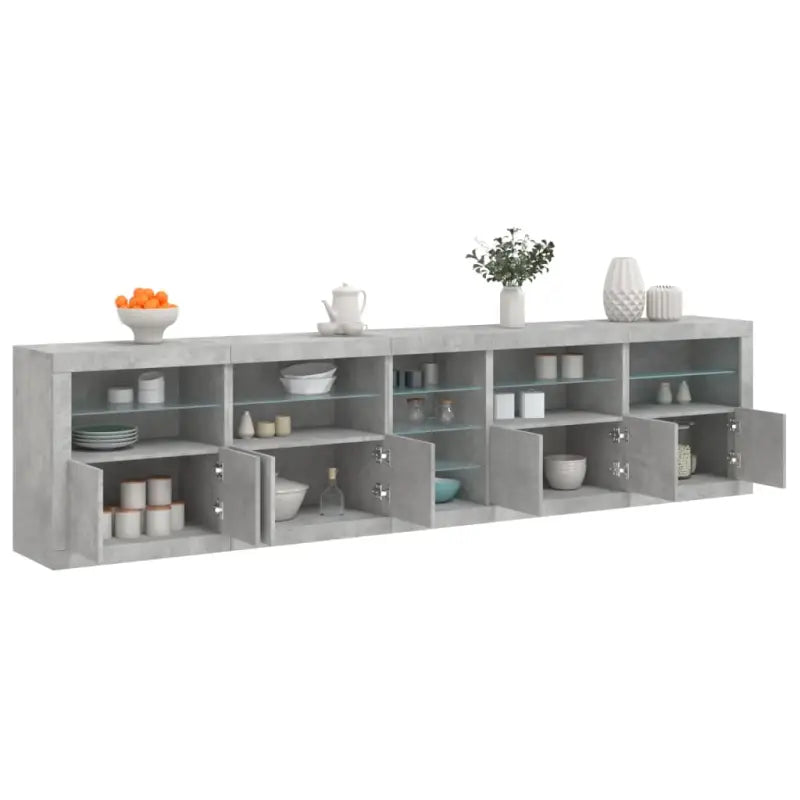 Modern dressoir met RGB LED-verlichting en duurzaam bewerkt hout - Betongrijs / 1 - Dressoirs & buffetkasten