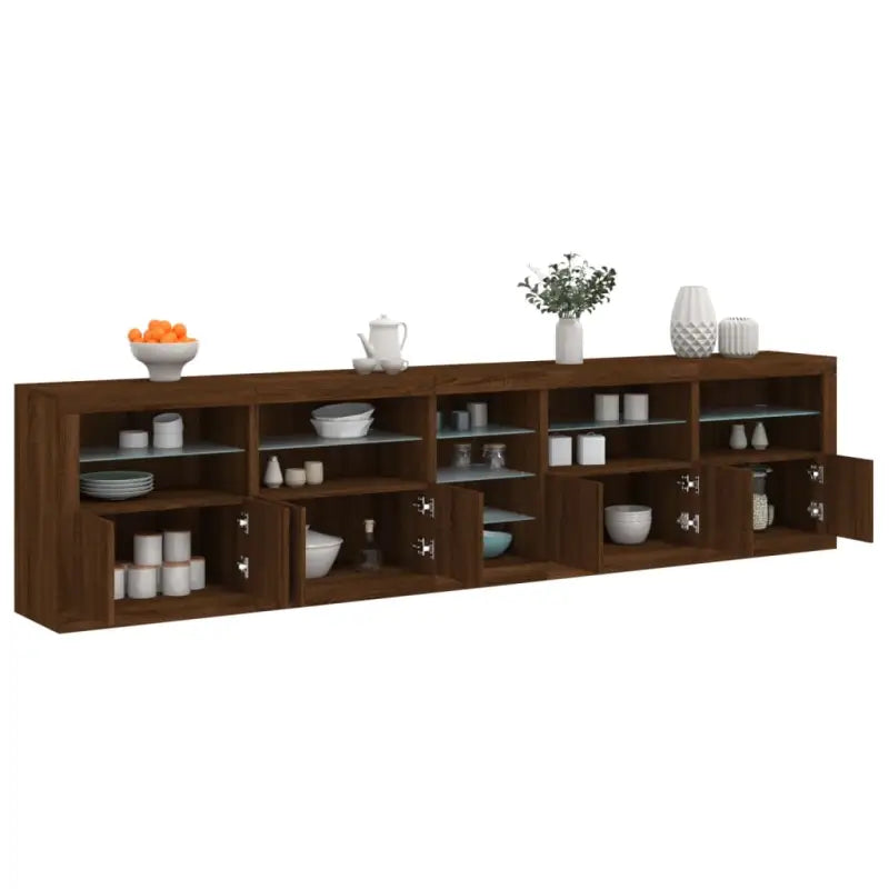 Modern dressoir met RGB LED-verlichting en duurzaam bewerkt hout - bruin eikenkleur / 1 - Dressoirs & buffetkasten