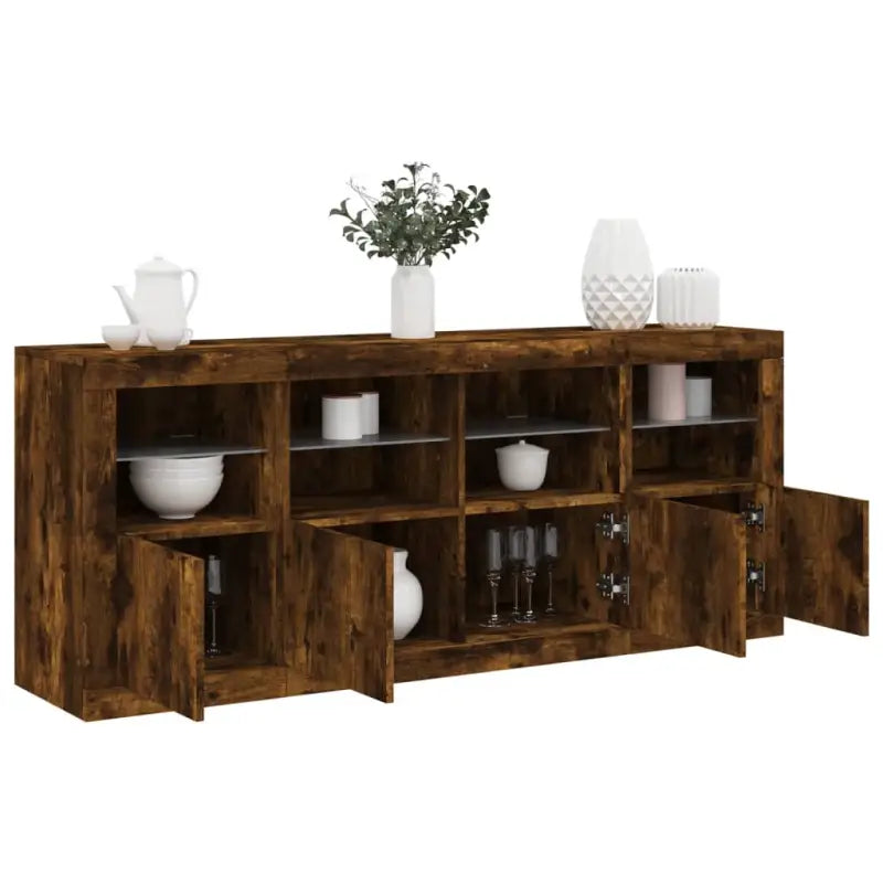 Modern dressoir met rgb led-verlichting en hoogwaardig bewerkt hout - Gerookt eiken / 1 - Dressoirs & buffetkasten