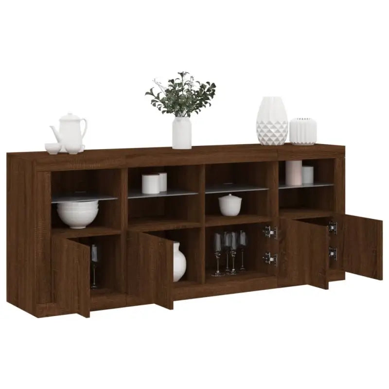 Modern dressoir met rgb led-verlichting en hoogwaardig bewerkt hout - bruin eikenkleur / 1 - Dressoirs & buffetkasten