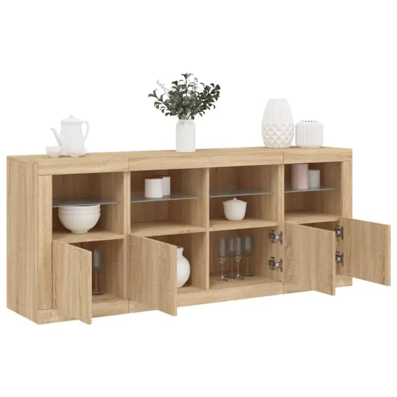Modern dressoir met rgb led-verlichting en hoogwaardig bewerkt hout - Sonoma eiken / 1 - Dressoirs & buffetkasten
