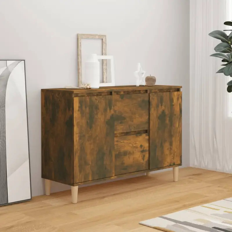 Modern dressoir van bewerkt hout in hoogglans wit stijlvol en stevig - Gerookt eiken / 1 - Dressoirs & buffetkasten