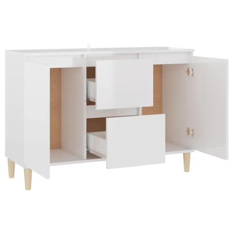 Modern dressoir van bewerkt hout in hoogglans wit stijlvol en stevig - Dressoirs & buffetkasten