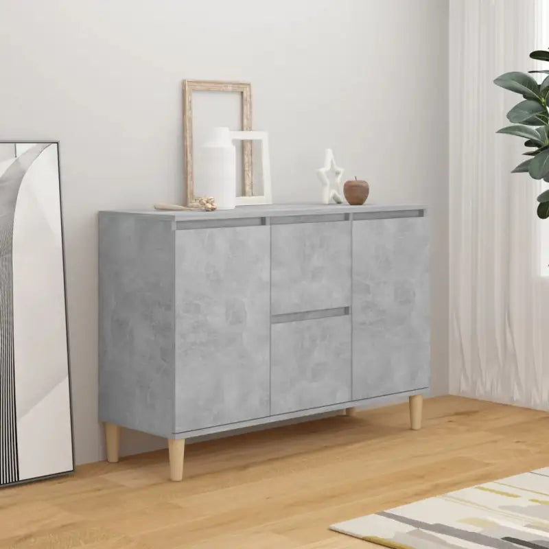 Modern dressoir van bewerkt hout in hoogglans wit stijlvol en stevig - Betongrijs / 1 - Dressoirs & buffetkasten