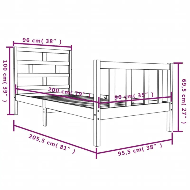 Modern houten bedframe van massief grenenhout met levering bevat - Bedden & bedframes