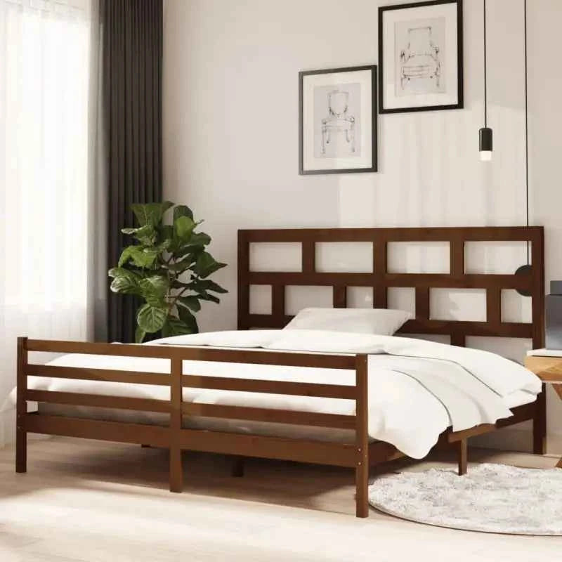 Modern houten bedframe van massief grenenhout met levering bevat