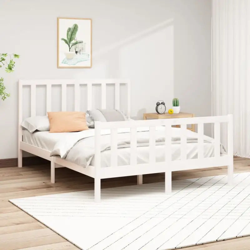 Modern houten bedframe van massief grenenhout met levering bevat - Wit / 160 x 200 cm - Bedden & bedframes