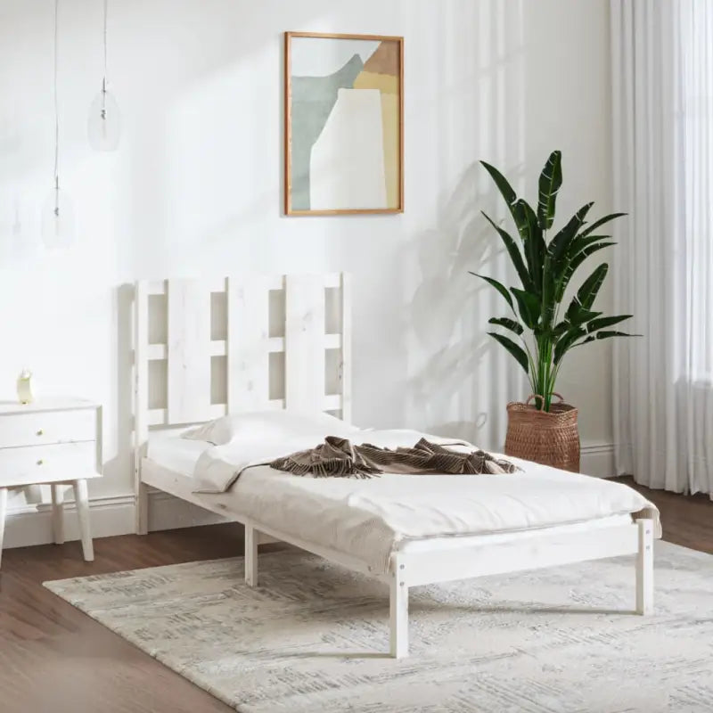 Modern houten bedframe van massief grenenhout met levering bevat - Wit / 90 x 200 cm - Bedden & bedframes