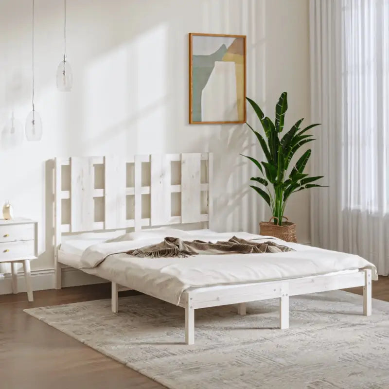 Modern houten bedframe van massief grenenhout met levering bevat - Wit / 120 x 200 cm - Bedden & bedframes