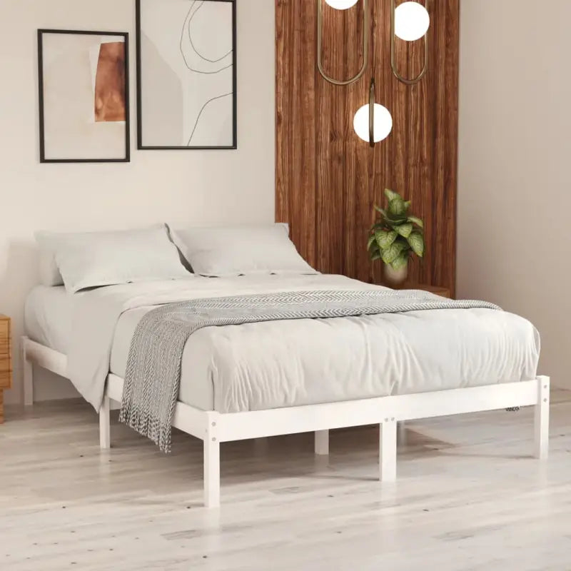 Modern houten bedframe van massief grenenhout voor je slaapkamer - Wit / 140 x 190 cm - Bedden & bedframes
