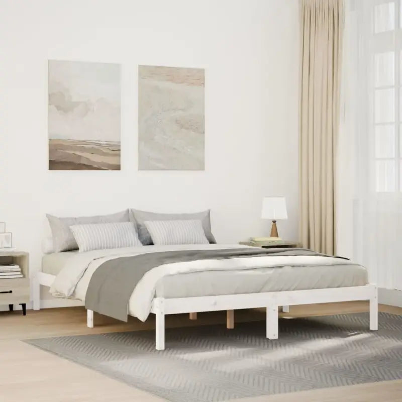 Modern houten bedframe van massief grenenhout voor je slaapkamer - Wit / 160 x 220 cm - Bedden & bedframes