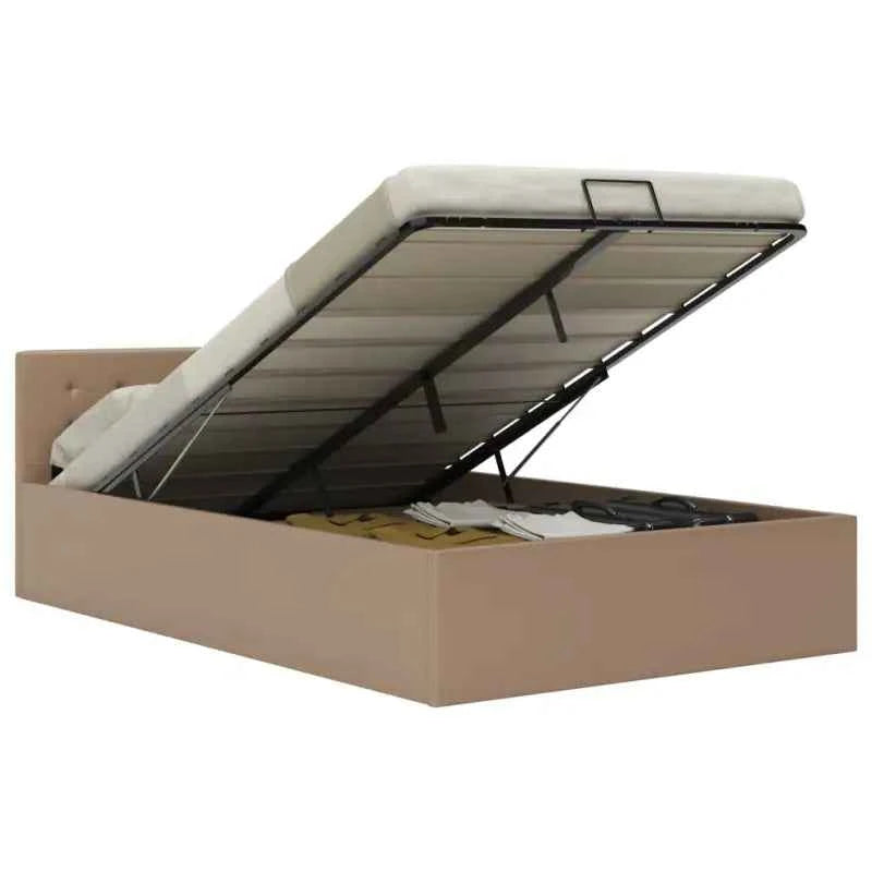 Modern hydraulisch bedframe met multiplex lattenbodem en kunstleren finish