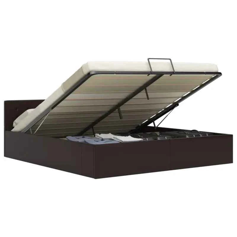 Modern hydraulisch bedframe met multiplex lattenbodem en kunstleren finish