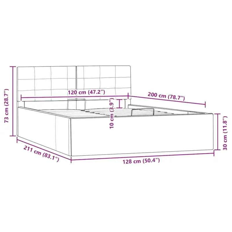 Modern hydraulisch bedframe met multiplex lattenbodem en kunstleren finish