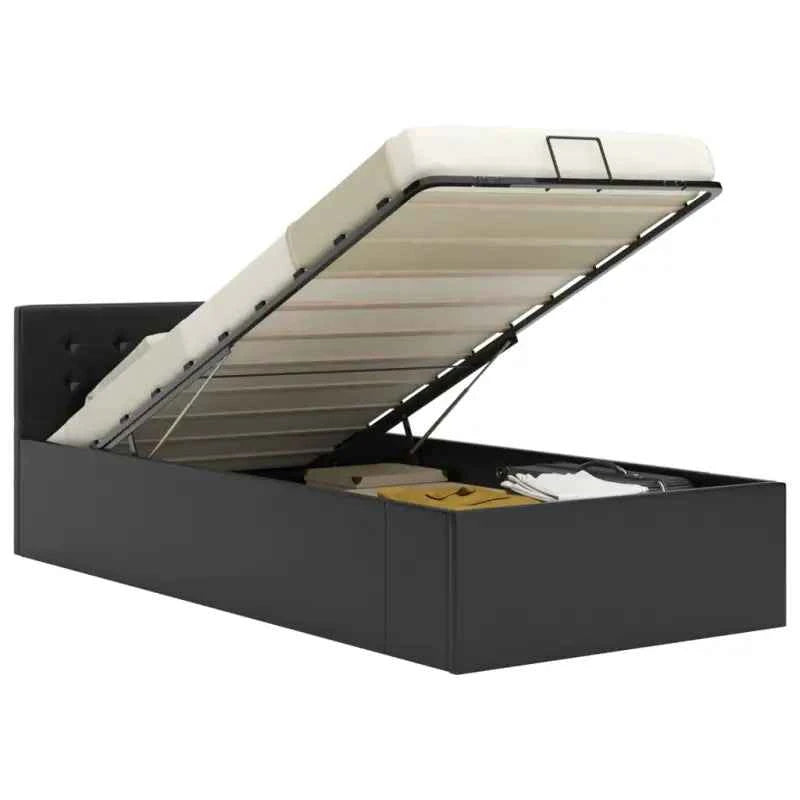Modern hydraulisch bedframe met multiplex lattenbodem en kunstleren finish