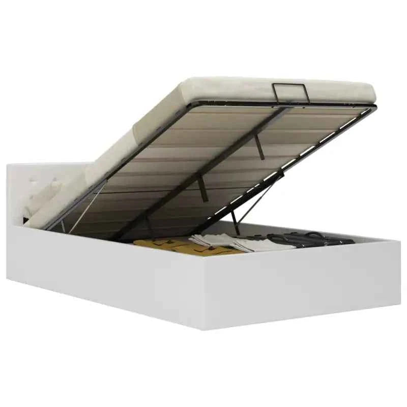 Modern hydraulisch bedframe met multiplex lattenbodem en kunstleren finish