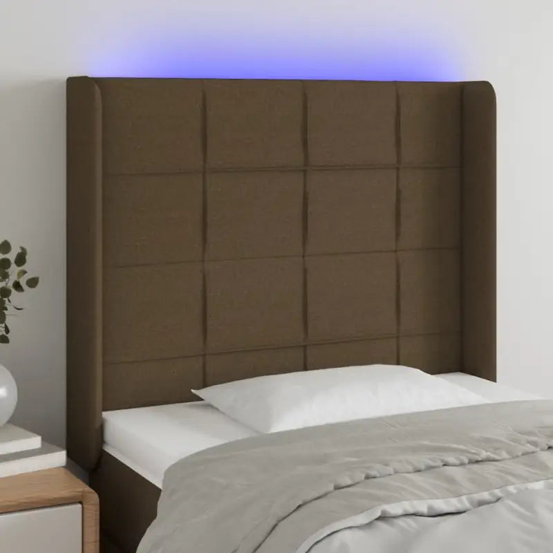 Modern LED Hoofdbord voor een stijlvol slaapkamerinterieur - Donkerbruin / 103 x 16 x 118/128 cm / 1 - Hoofdborden