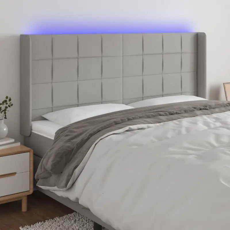 Modern LED Hoofdbord voor een stijlvol slaapkamerinterieur - Lichtgrijs / 183 x 16 x 118/128 cm / 1 - Hoofdborden