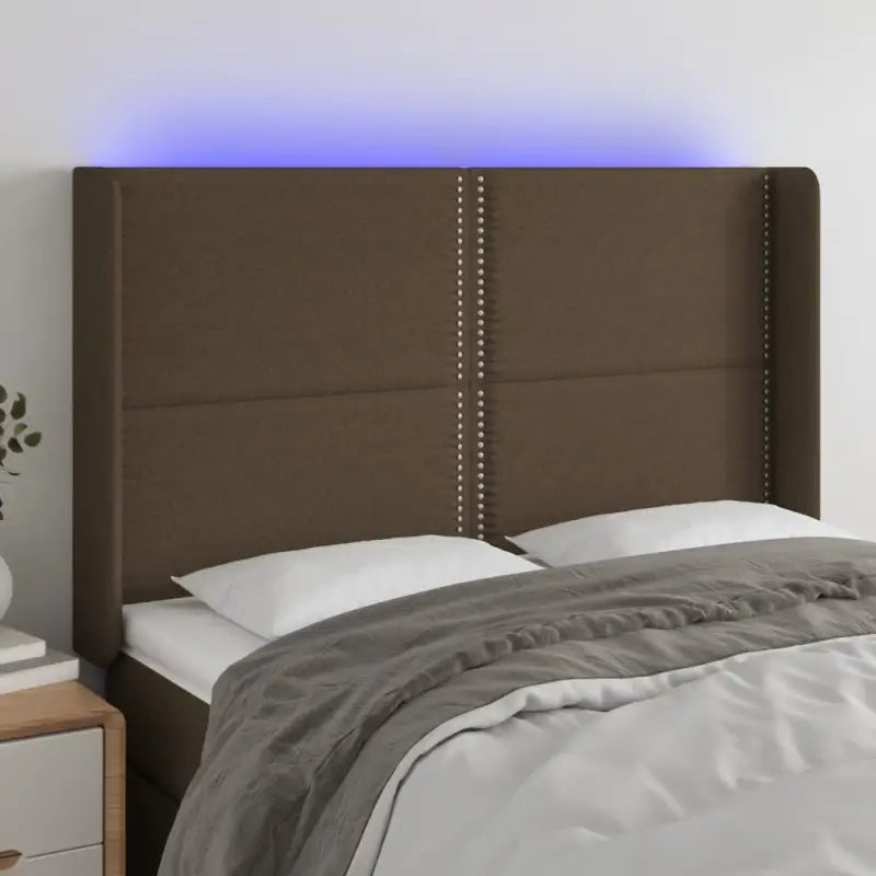 Modern LED Hoofdbord voor een stijlvolle slaapkamer uitstraling - Donkerbruin / 147 x 16 x 118/128 cm / 1 - Hoofdborden