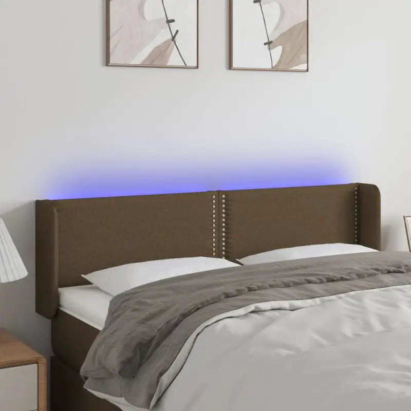 Modern LED Hoofdbord voor een stijlvolle slaapkamer uitstraling - Donkerbruin / 147 x 16 x 78/88 cm / 1 - Hoofdborden