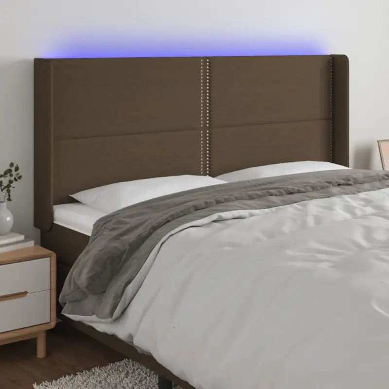 Modern LED Hoofdbord voor een stijlvolle slaapkamer uitstraling - Donkerbruin / 203 x 16 x 118/128 cm / 1 - Hoofdborden