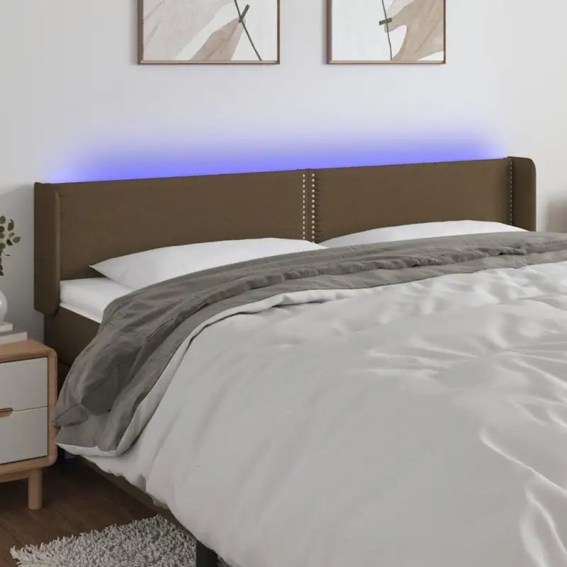 Modern LED Hoofdbord voor een stijlvolle slaapkamer uitstraling - Donkerbruin / 203 x 16 x 78/88 cm / 1 - Hoofdborden