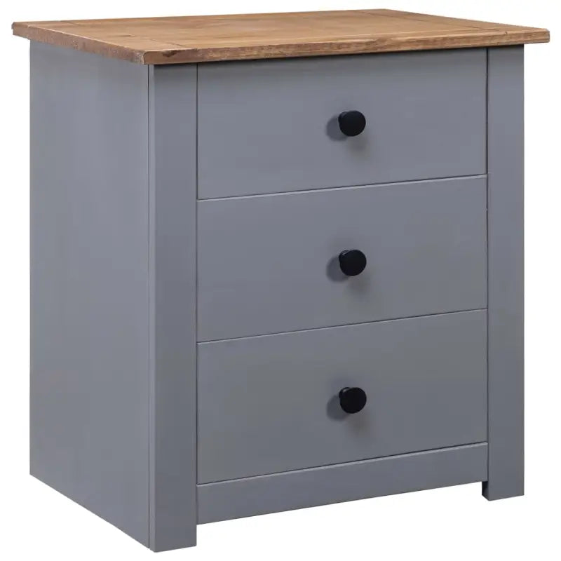 Modern massief grenenhout nachtkastje met opbergfunctie en droog doek - Grijs / 1 - Nachtkastjes