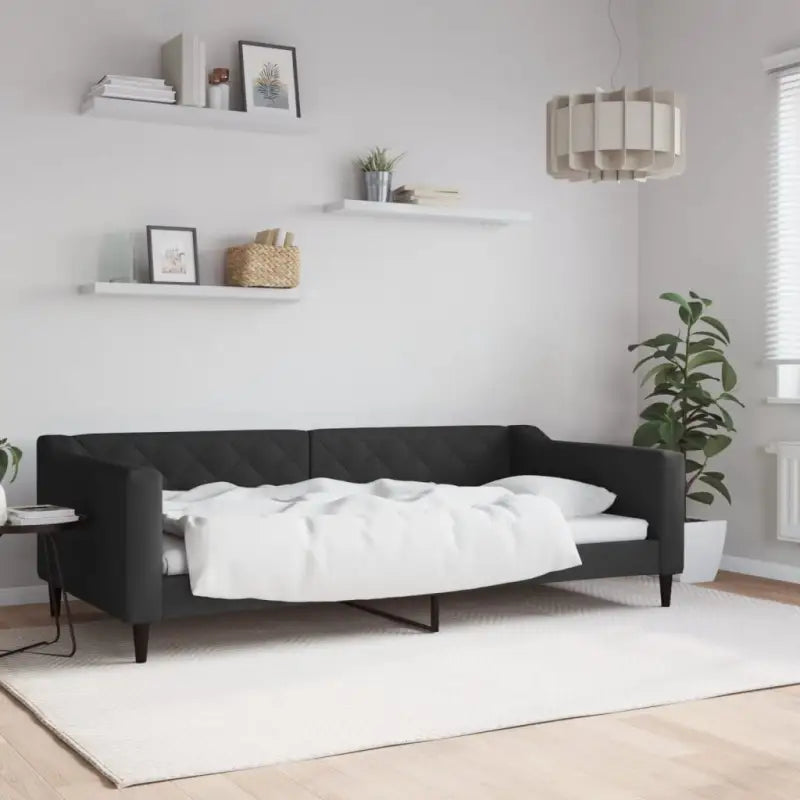 Moderne 2-in-1 slaapbank met onderschuifbed voor woon en slaapkamer - Zwart / 100 x 200 cm / zonder matras - Bedden &