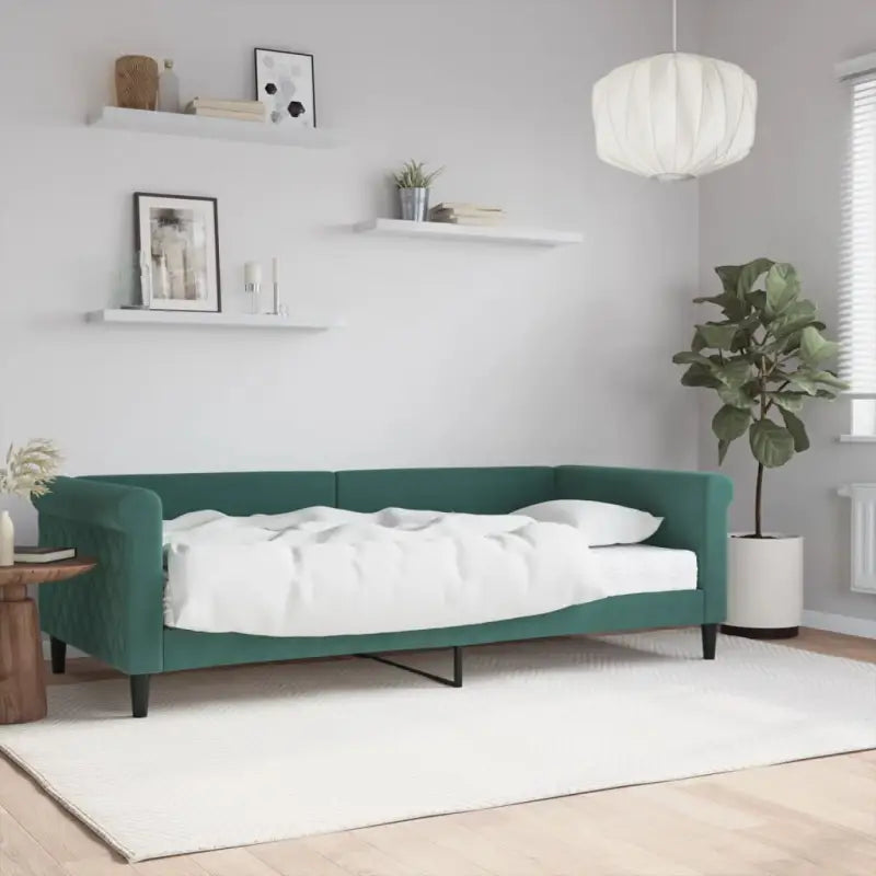Moderne 2-in-1 slaapbank met onderschuifbed voor woon en slaapkamer - Donkergroen / 90 x 200 cm / met matras - Bedden &