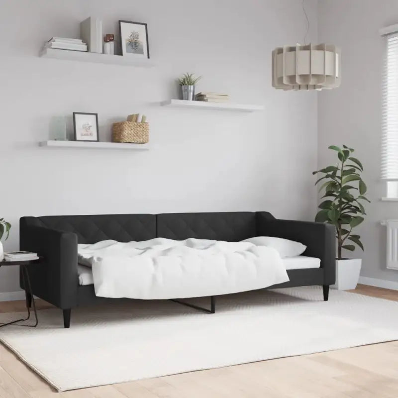 Moderne 2-in-1 slaapbank met onderschuifbed voor woon en slaapkamer - Zwart / 90 x 200 cm / zonder matras - Bedden &
