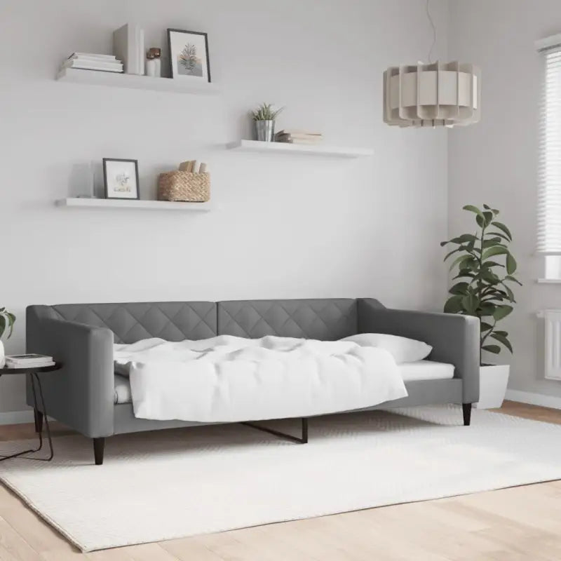 Moderne 2-in-1 slaapbank met onderschuifbed voor woon en slaapkamer - Donkergrijs / 100 x 200 cm / zonder matras