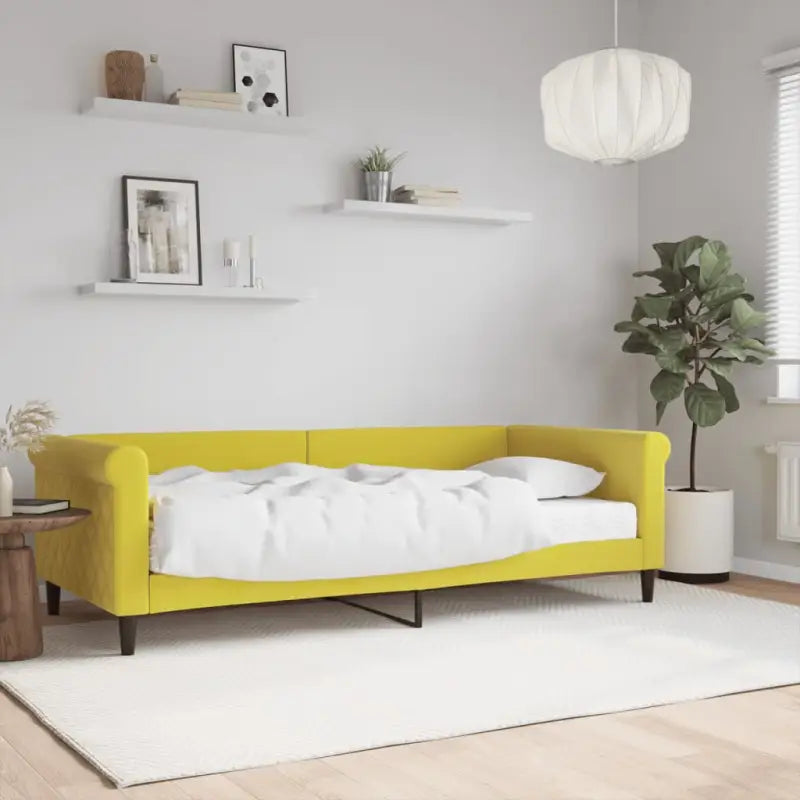 Moderne 2-in-1 slaapbank met onderschuifbed voor woon en slaapkamer - Geel / 90 x 200 cm / met matras - Bedden &