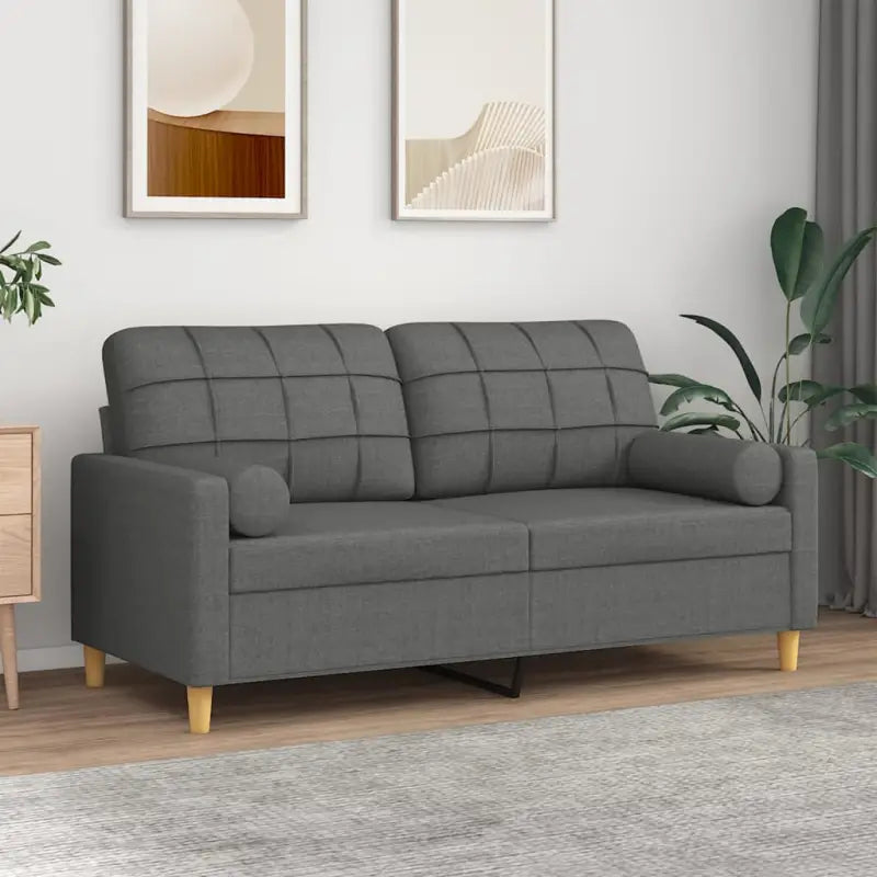 Moderne 2-zitsbank met comfortabele materia vulling voor ontspanning - Donkergrijs / 140 cm - Banken